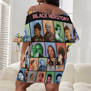 Afro Black Herstory Off Shoulder Short Dress African Women History