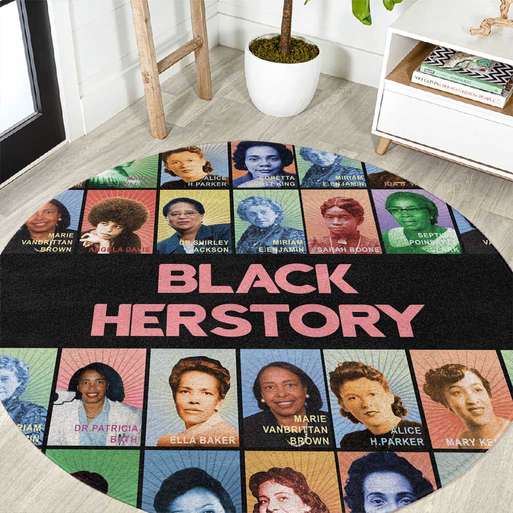 Afro Black Herstory Round Carpet African Women History