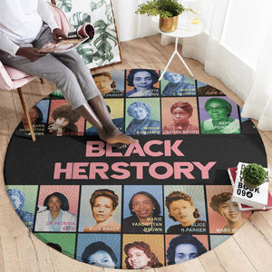 Afro Black Herstory Round Carpet African Women History