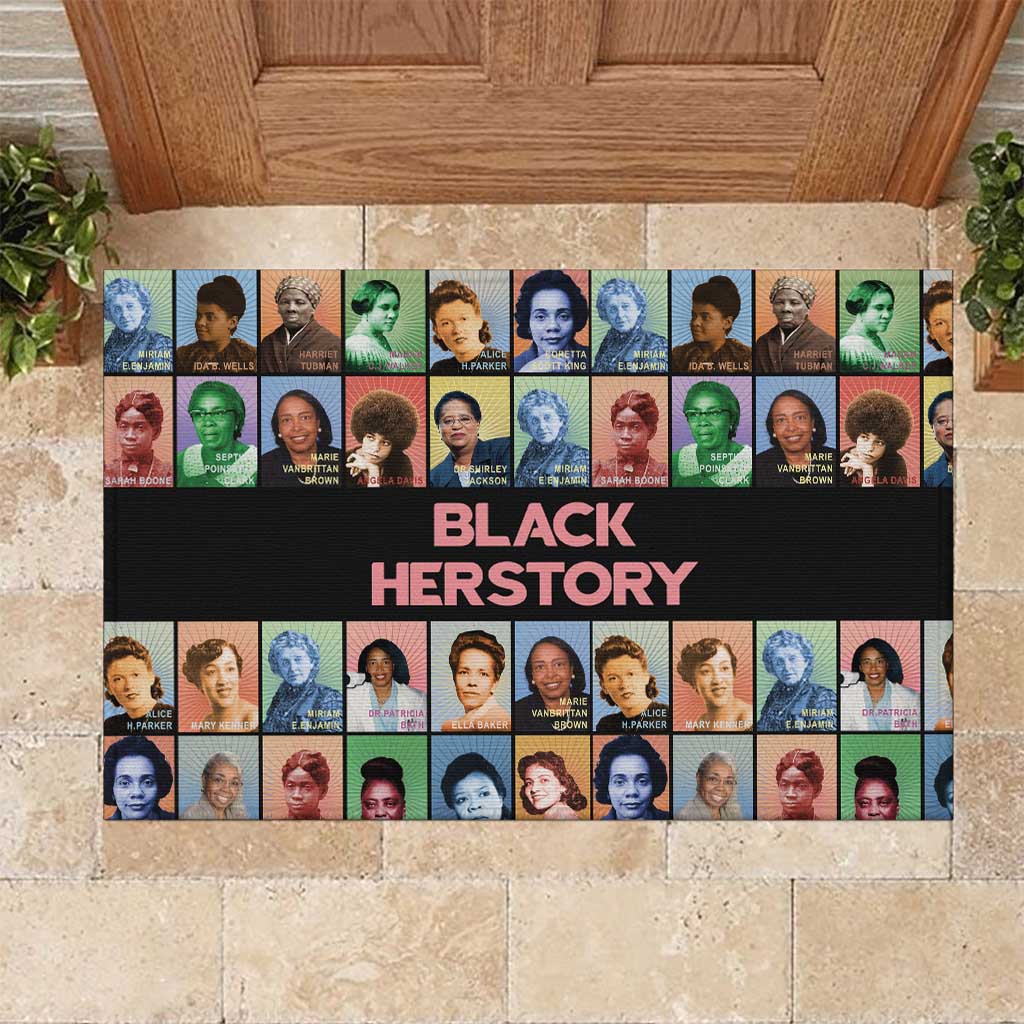 Afro Black Herstory Rubber Doormat African Women History