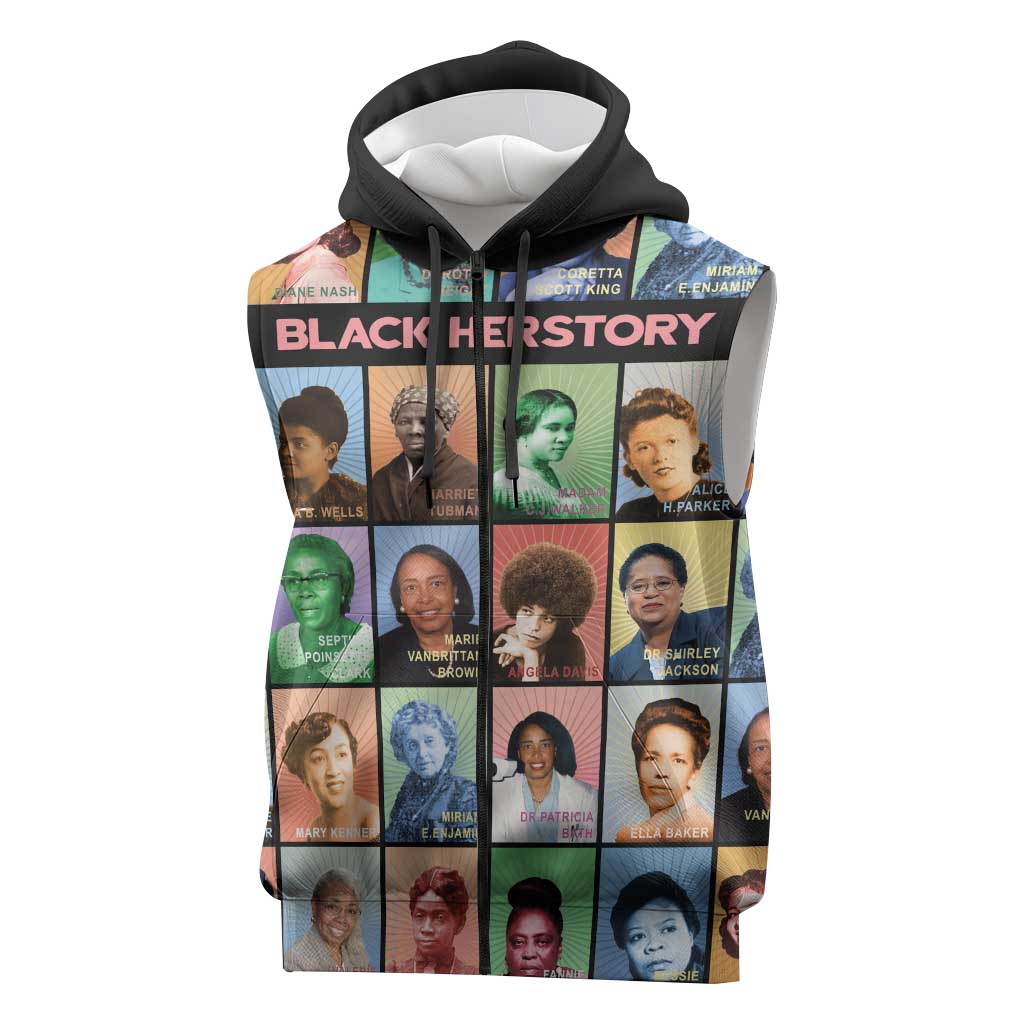 Afro Black Herstory Sleeveless Zip Hoodie African Women History - African Pride