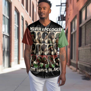 Never Apologize for Being Black Baseball Jersey African Pride