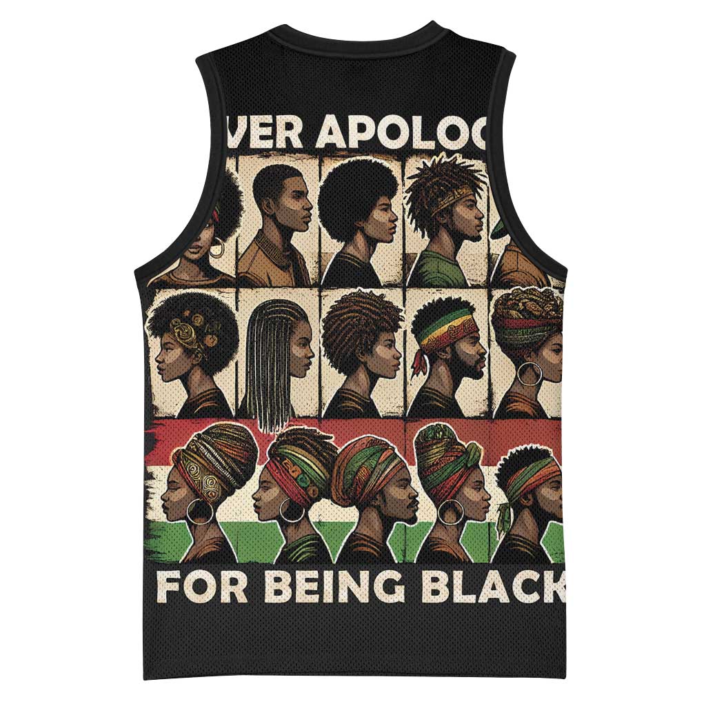 Never Apologize for Being Black Basketball Jersey African Pride DT03