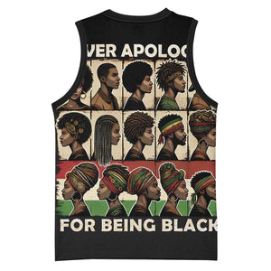 Never Apologize for Being Black Basketball Jersey African Pride DT03