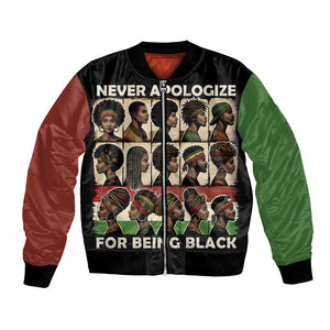 Never Apologize for Being Black Bomber Jacket African Pride