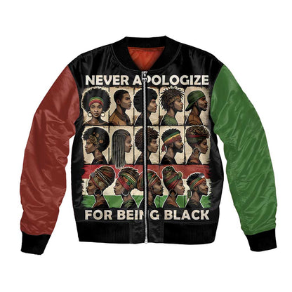 Never Apologize for Being Black Bomber Jacket African Pride