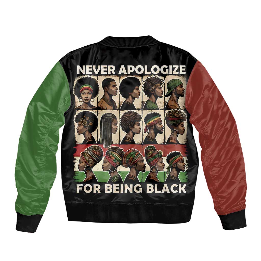 Never Apologize for Being Black Bomber Jacket African Pride