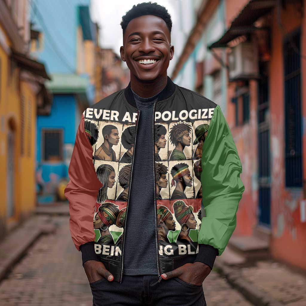 Never Apologize for Being Black Bomber Jacket African Pride