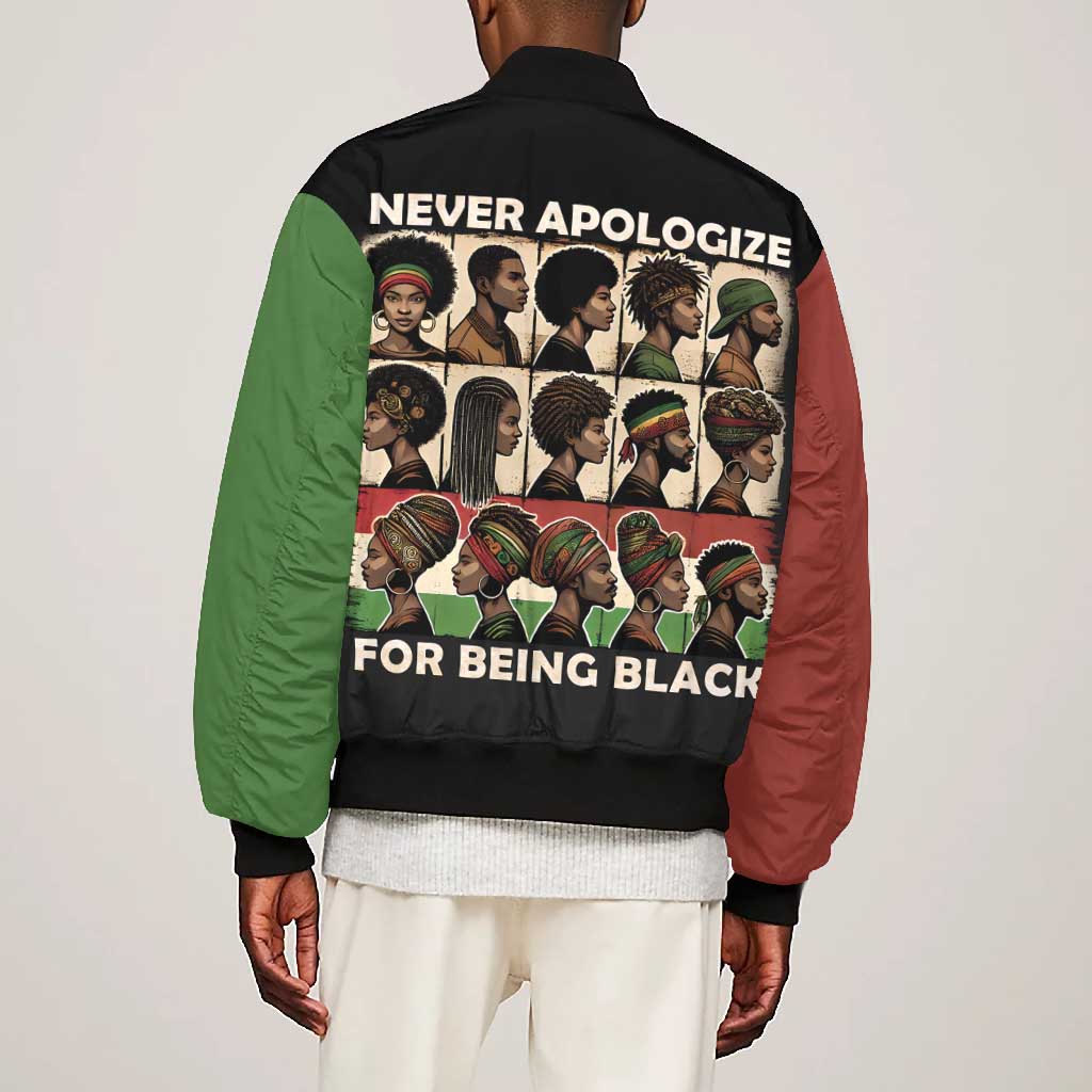 Never Apologize for Being Black Bomber Jacket African Pride