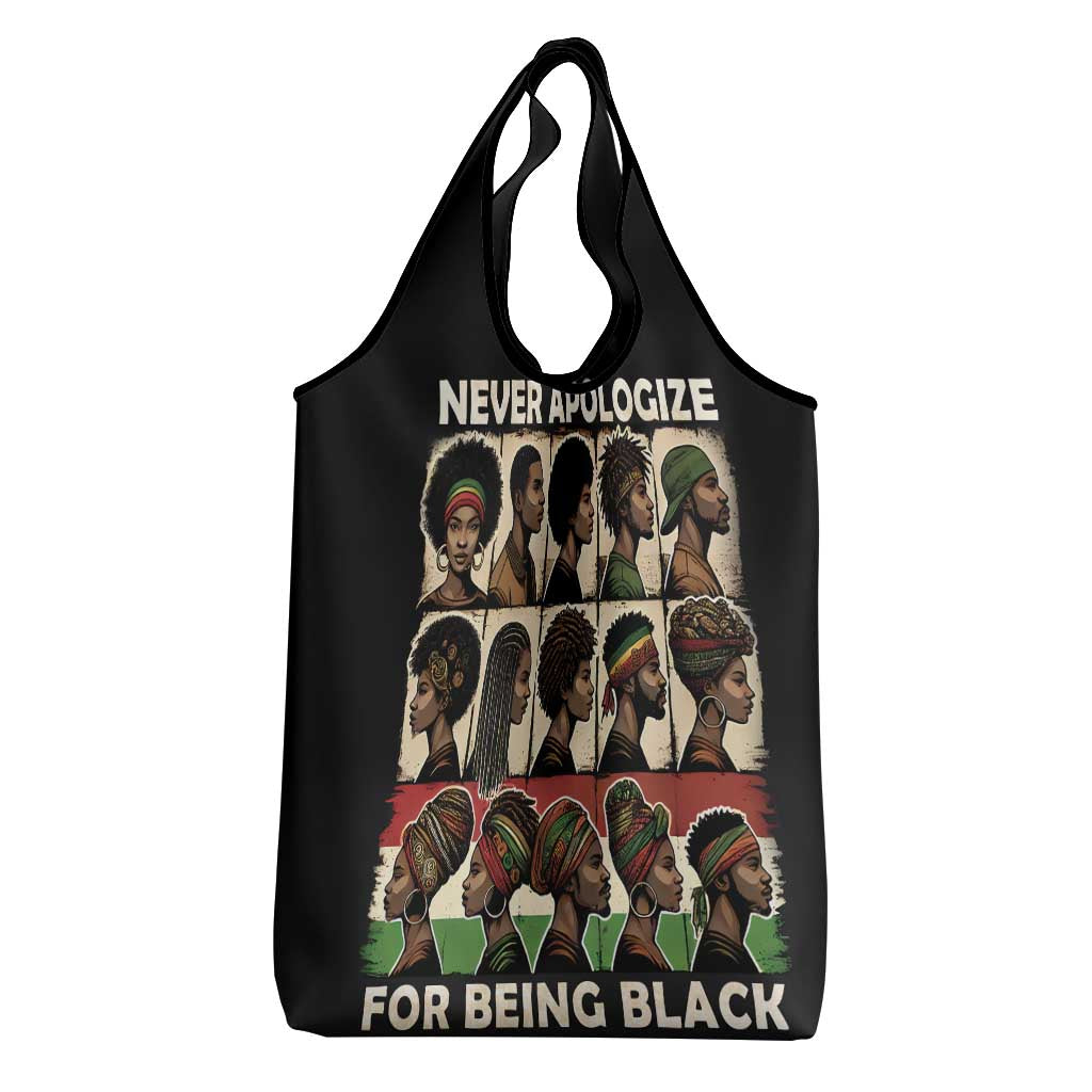 Never Apologize for Being Black Grocery Bag African Pride