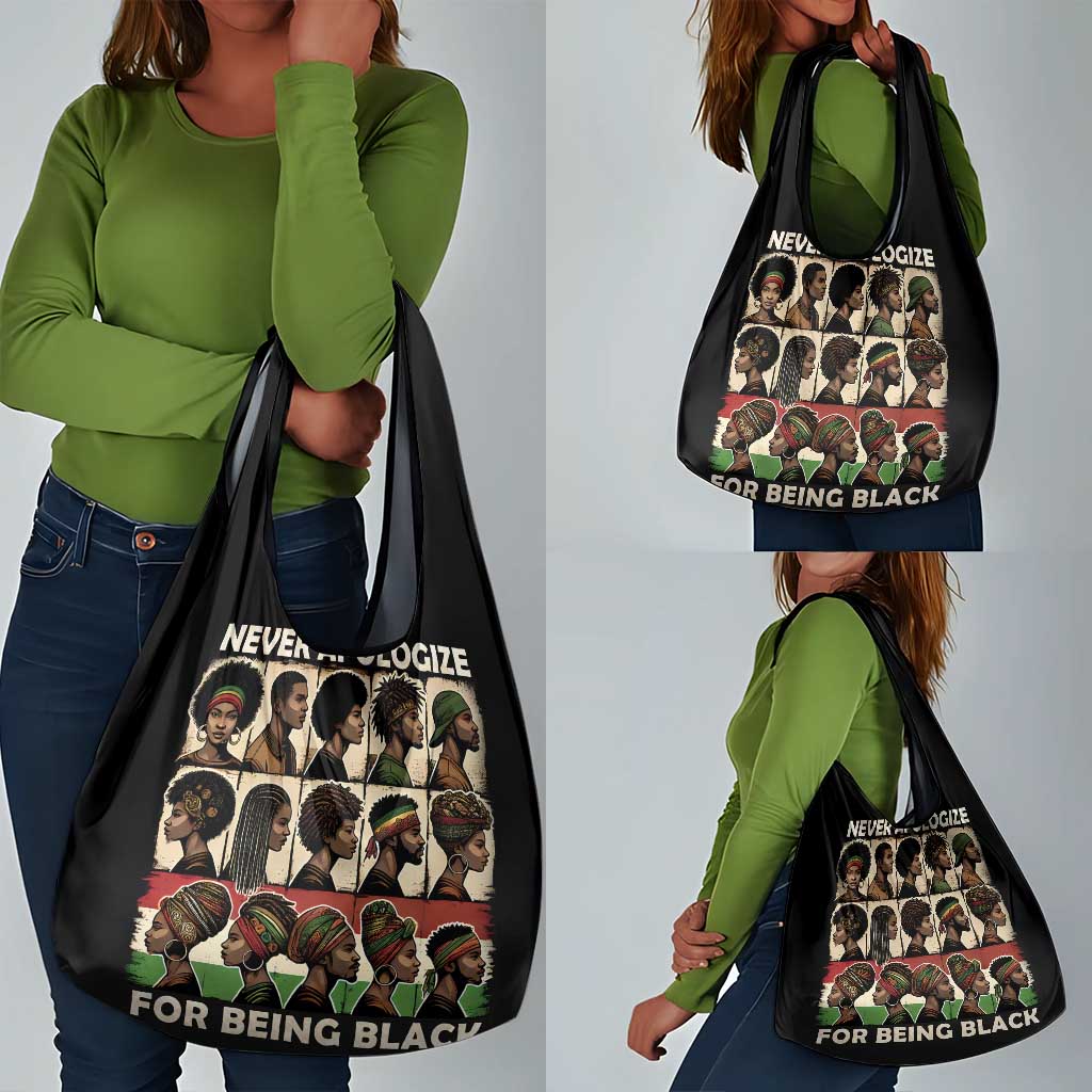 Never Apologize for Being Black Grocery Bag African Pride