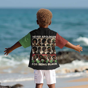 Never Apologize for Being Black Kid Hawaiian Shirt African Pride