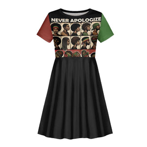 Never Apologize for Being Black Kid Short Sleeve Dress African Pride