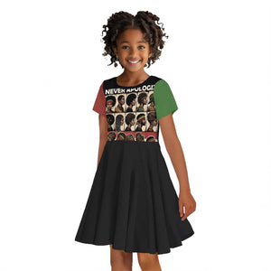 Never Apologize for Being Black Kid Short Sleeve Dress African Pride