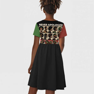 Never Apologize for Being Black Kid Short Sleeve Dress African Pride