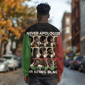 Never Apologize for Being Black Long Sleeve Shirt African Pride