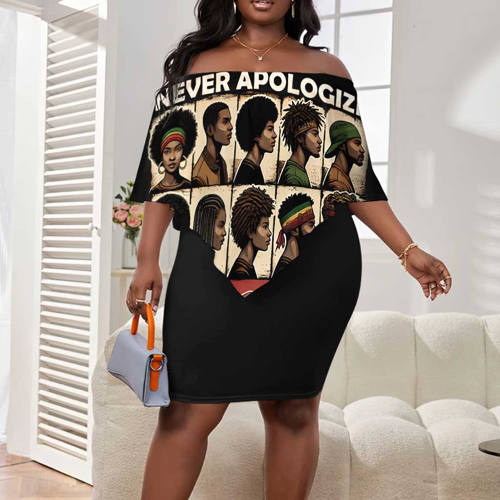 Never Apologize for Being Black Off Shoulder Short Dress African Pride