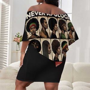 Never Apologize for Being Black Off Shoulder Short Dress African Pride