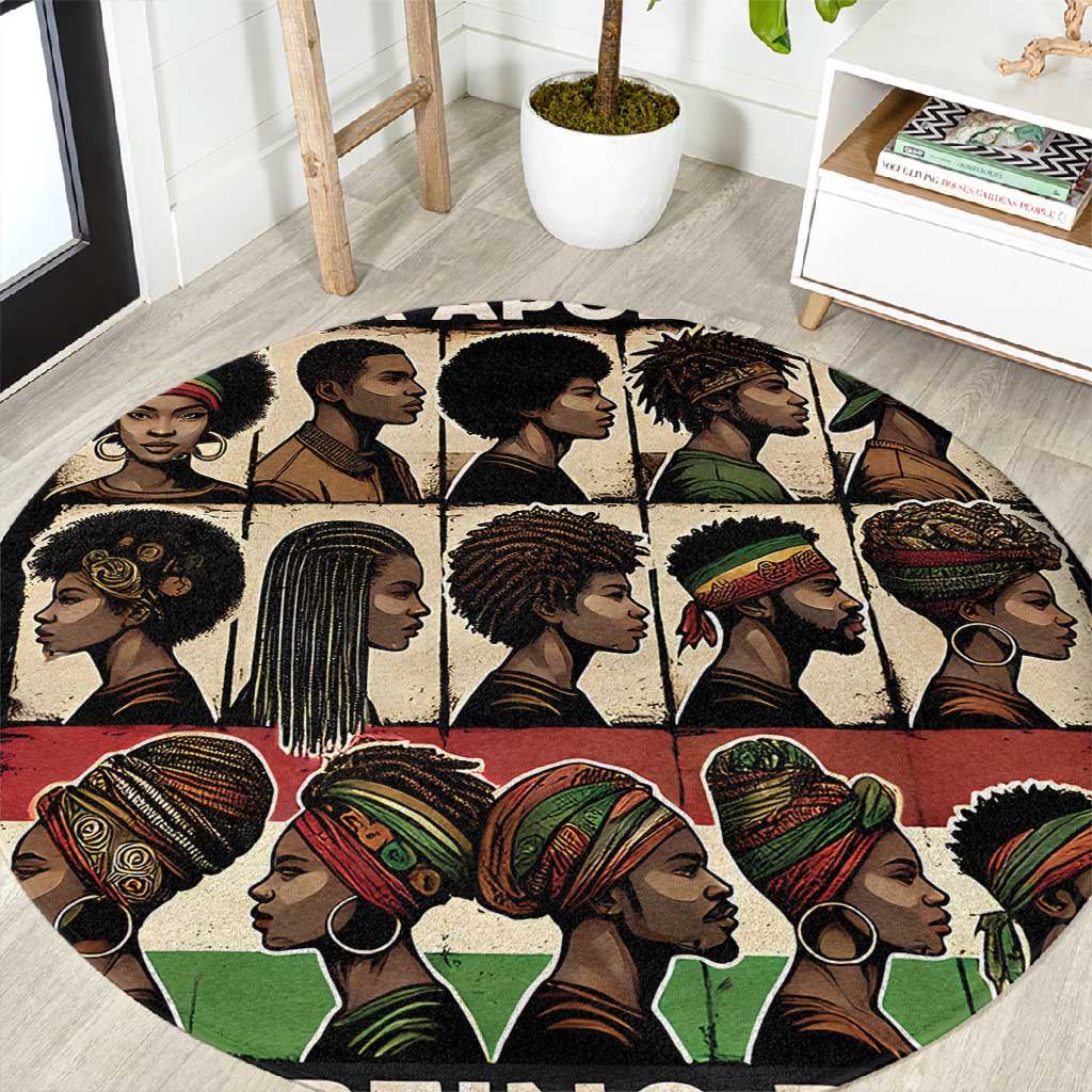 Never Apologize for Being Black Round Carpet African Pride