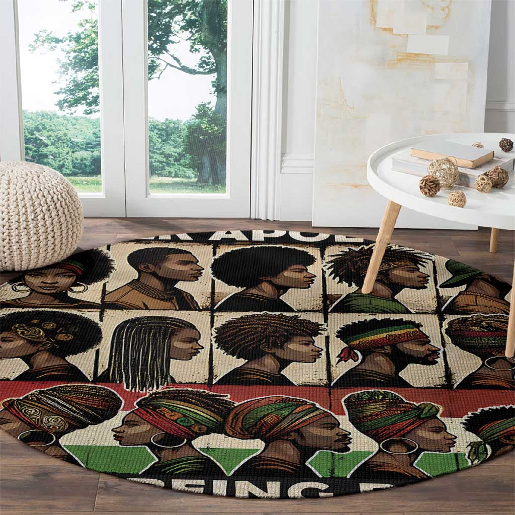 Never Apologize for Being Black Round Carpet African Pride