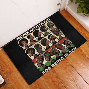 Never Apologize for Being Black Rubber Doormat African Pride