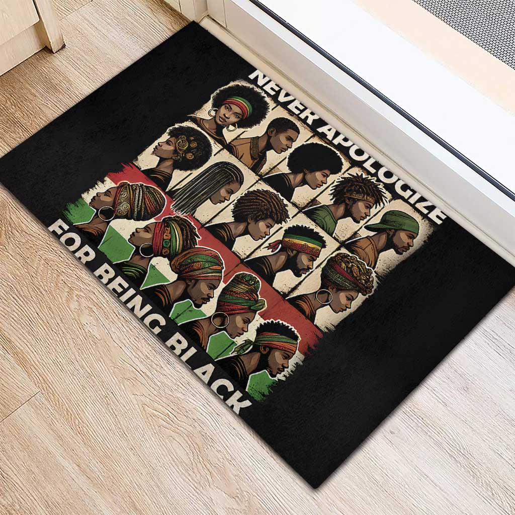 Never Apologize for Being Black Rubber Doormat African Pride
