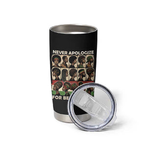 Never Apologize for Being Black Tumbler Cup African Pride
