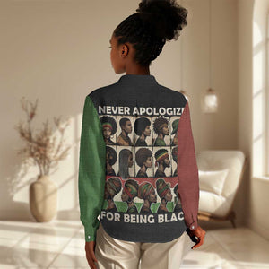 Never Apologize for Being Black Women Casual Shirt African Pride