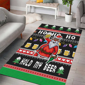 Ho Ho Ho Hold My Beer Santa Afro Area Rug Christmas Beer