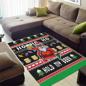 Ho Ho Ho Hold My Beer Santa Afro Area Rug Christmas Beer