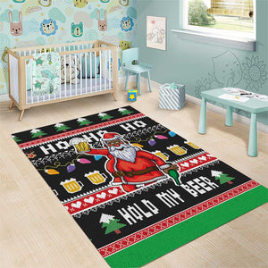 Ho Ho Ho Hold My Beer Santa Afro Area Rug Christmas Beer