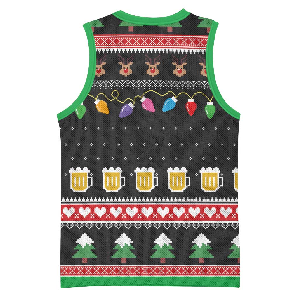Ho Ho Ho Hold My Beer Santa Afro Basketball Jersey Christmas Beer DT03