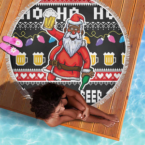 Ho Ho Ho Hold My Beer Santa Afro Beach Blanket Christmas Beer