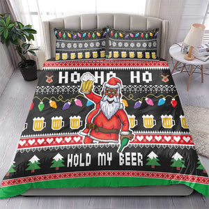 Ho Ho Ho Hold My Beer Santa Afro Bedding Set Christmas Beer