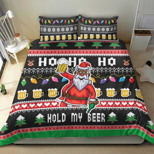 Ho Ho Ho Hold My Beer Santa Afro Bedding Set Christmas Beer