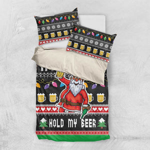 Ho Ho Ho Hold My Beer Santa Afro Bedding Set Christmas Beer