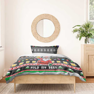 Ho Ho Ho Hold My Beer Santa Afro Bedding Set Christmas Beer