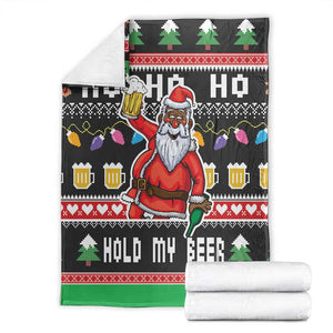 Ho Ho Ho Hold My Beer Santa Afro Blanket Christmas Beer