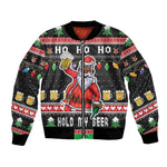 Ho Ho Ho Hold My Beer Santa Afro Bomber Jacket Christmas Beer