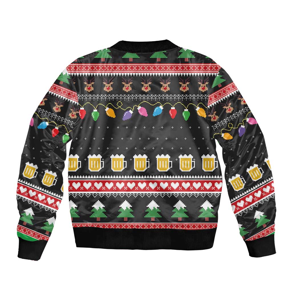 Ho Ho Ho Hold My Beer Santa Afro Bomber Jacket Christmas Beer