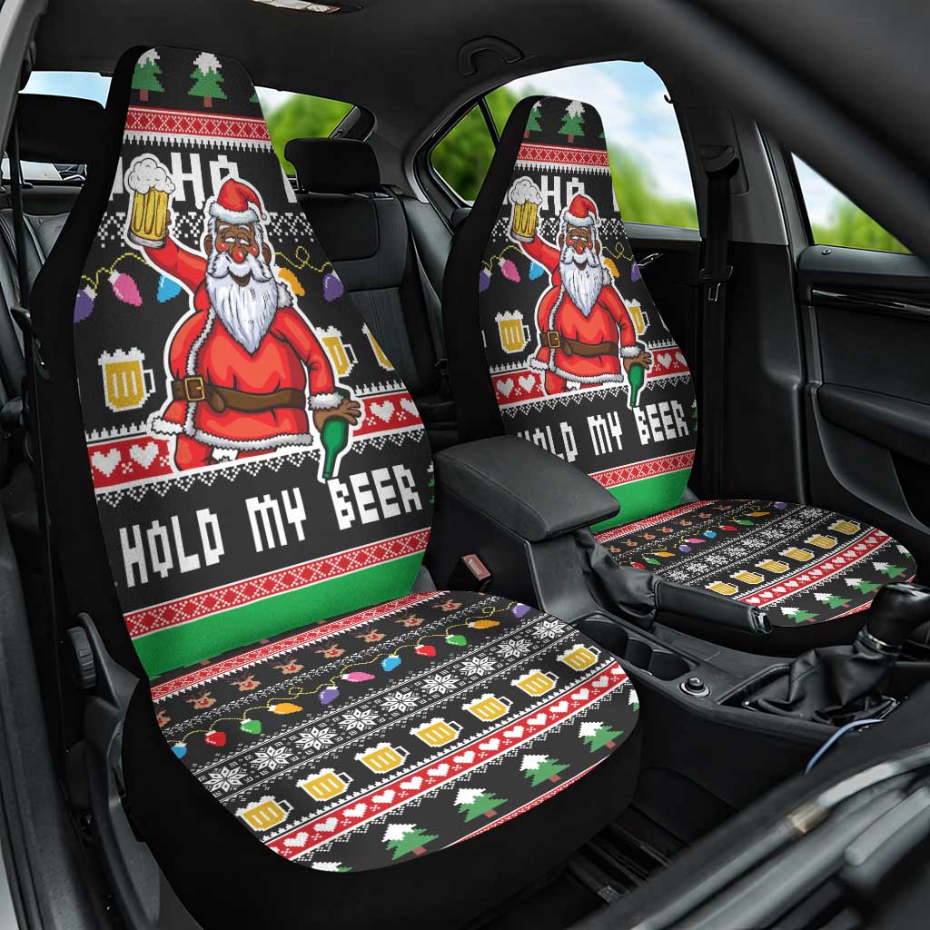 Ho Ho Ho Hold My Beer Santa Afro Car Seat Cover Christmas Beer