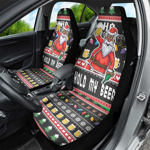 Ho Ho Ho Hold My Beer Santa Afro Car Seat Cover Christmas Beer