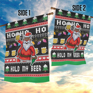 Ho Ho Ho Hold My Beer Santa Afro Garden Flag Christmas Beer