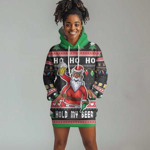 Ho Ho Ho Hold My Beer Santa Afro Hoodie Dress Christmas Beer