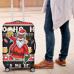 Ho Ho Ho Hold My Beer Santa Afro Luggage Cover Christmas Beer