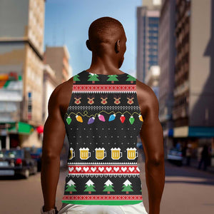 Ho Ho Ho Hold My Beer Santa Afro Men Tank Top Christmas Beer