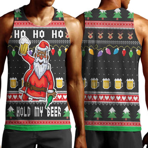 Ho Ho Ho Hold My Beer Santa Afro Men Tank Top Christmas Beer