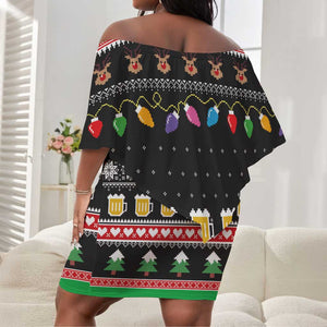 Ho Ho Ho Hold My Beer Santa Afro Off Shoulder Short Dress Christmas Beer