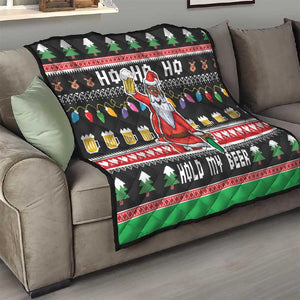 Ho Ho Ho Hold My Beer Santa Afro Quilt Christmas Beer