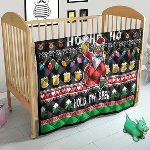 Ho Ho Ho Hold My Beer Santa Afro Quilt Christmas Beer